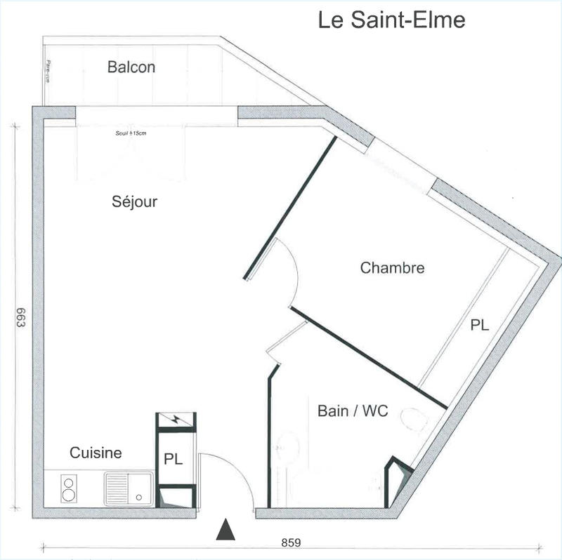 Appartement - 45 m² - 2 pièces