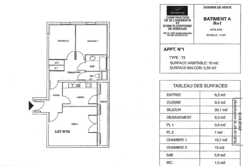 Appartement - 70 m² - 3 pièces