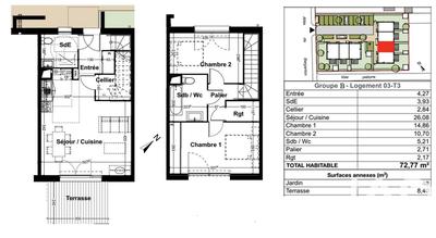 Maison - 73 m² - 3 pièces