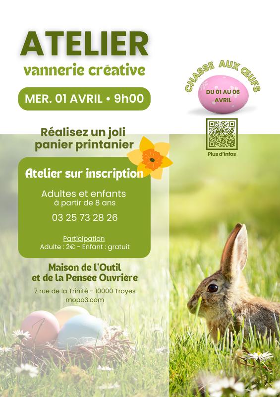 Atelier de vannerie créative et chasse aux œufs à la Mopo