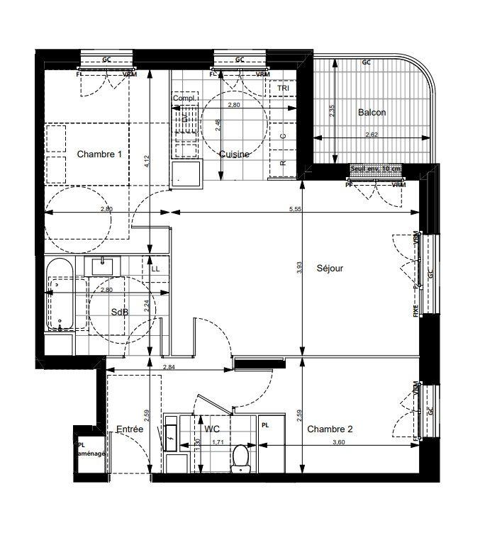 Appartement - 63 m² - 3 pièces