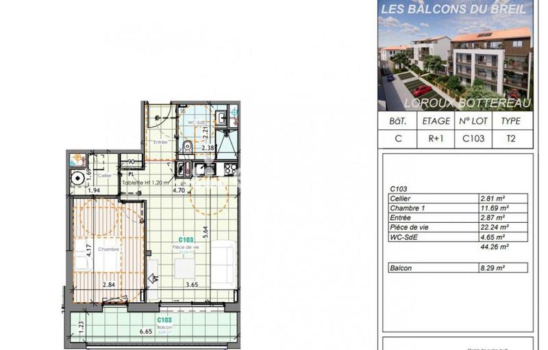 Appartement - 44 m² - 2 pièces