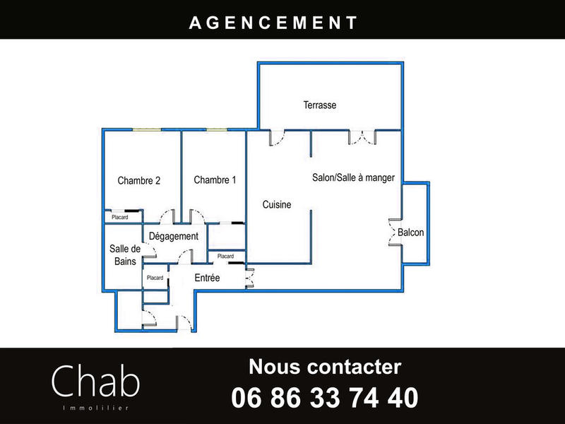 Appartement - 72 m² - 3 pièces