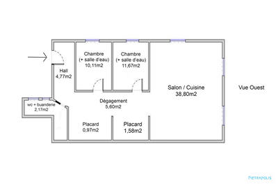 Appartement - 75 m² - 3 pièces