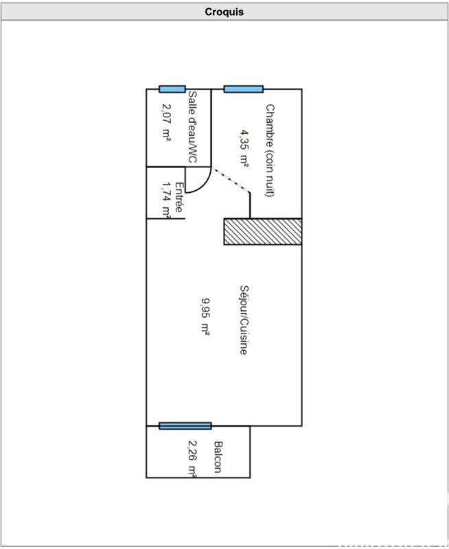 Appartement - 18 m² - 1 pièce