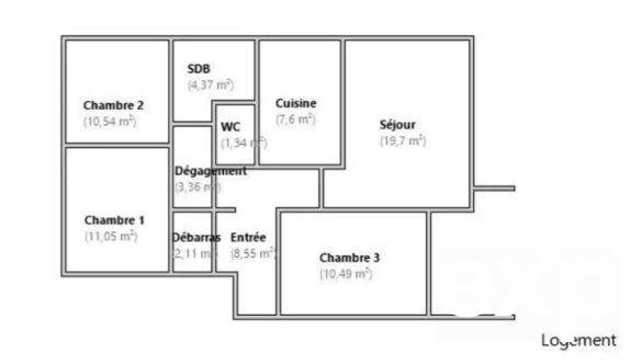 Appartement - 79 m² - 4 pièces