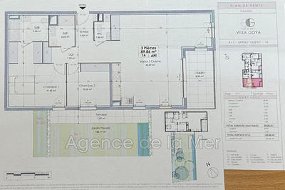 Appartement - 90 m² - 3 pièces