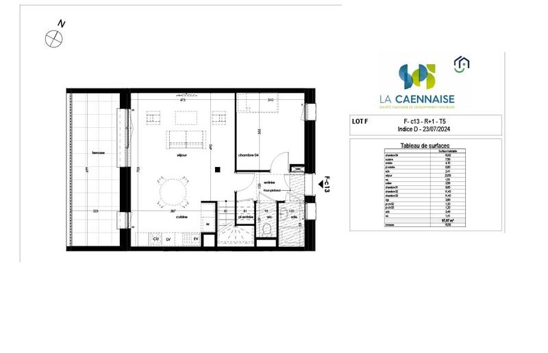 Appartement - 97 m² - 5 pièces