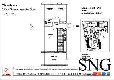 Appartement - 67 m² - 3 pièces
