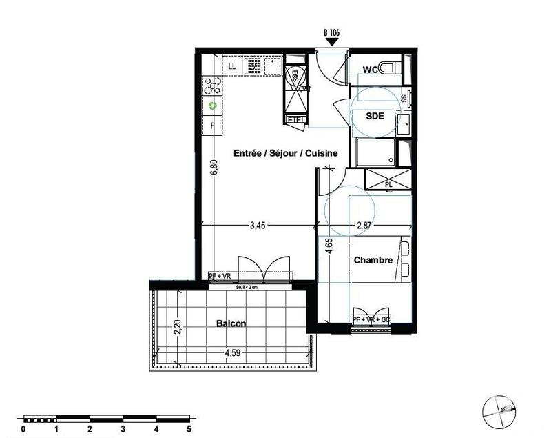 Appartement - 45 m² - 2 pièces