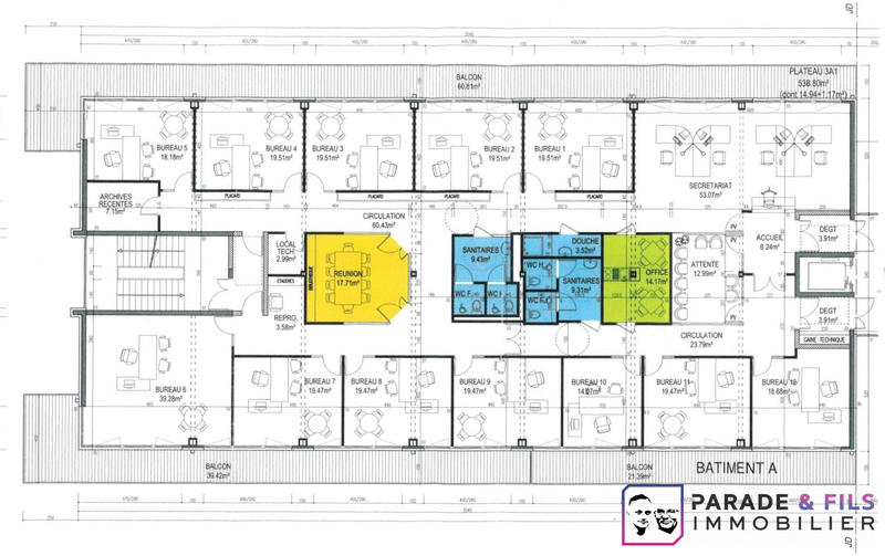 Bureau - 476 m² - 17 pièces