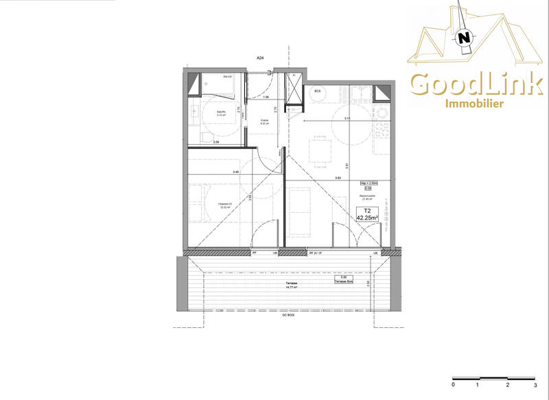 Appartement - 42 m² - 2 pièces