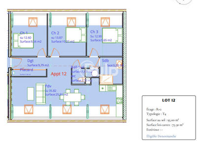 Appartement - 75 m² - 4 pièces