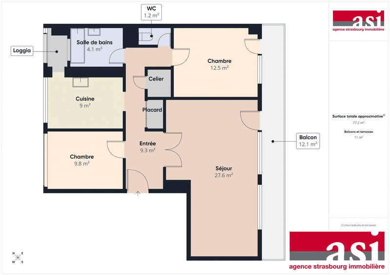 Appartement - 77 m² - 4 pièces