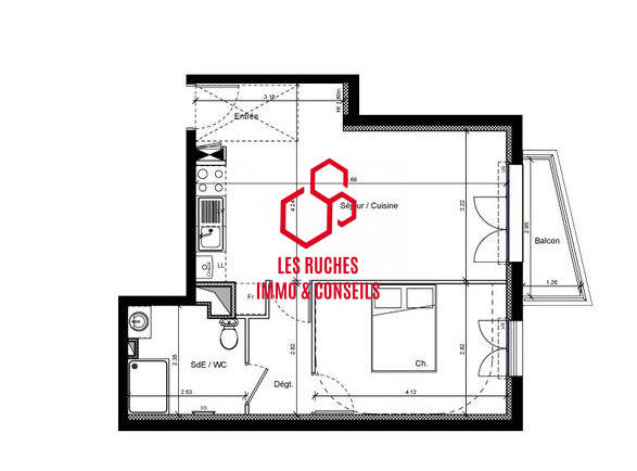 Appartement - 46 m² - 2 pièces