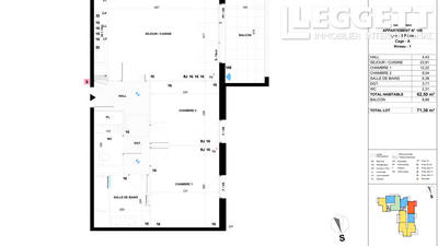 Appartement - 62 m² - 3 pièces