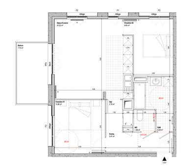 Studio - 61 m² - 3 pièces
