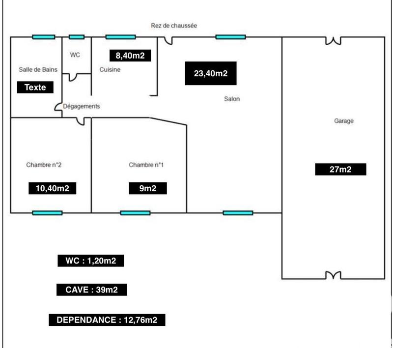 Maison - 60 m² - 3 pièces