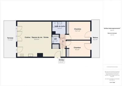 Appartement - 66 m² - 3 pièces