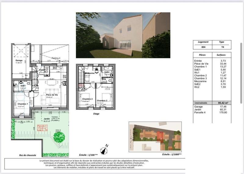 Maison - 95 m² - 4 pièces