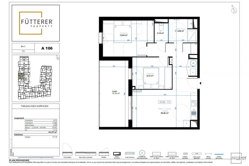 Appartement - 61 m² - 3 pièces