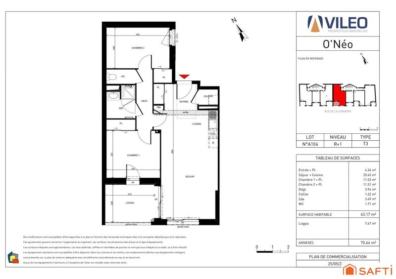 Appartement - 63 m² - 3 pièces