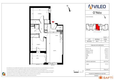 Appartement - 63 m² - 3 pièces