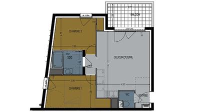 Appartement - 57 m² - 3 pièces