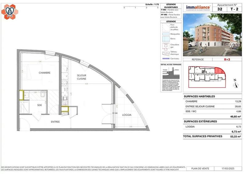Appartement - 46 m² - 2 pièces