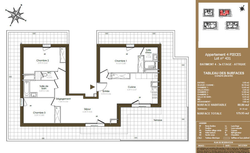 Appartement - 89 m² - 4 pièces