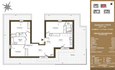 Appartement - 89 m² - 4 pièces