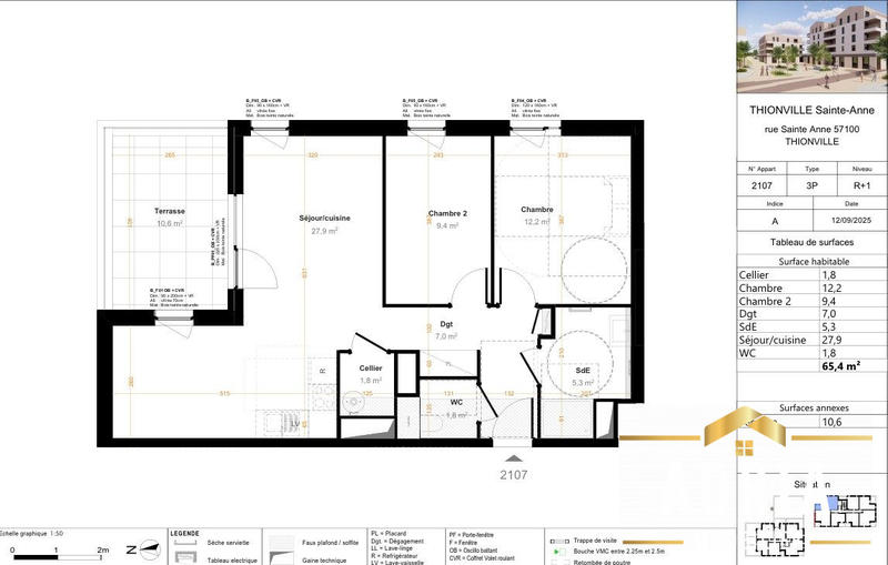 Appartement - 60 m² - 3 pièces