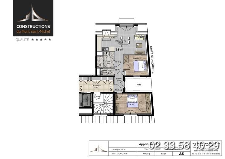 Appartement - 58 m² - 3 pièces