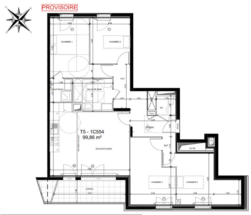 Appartement - 99 m² - 5 pièces