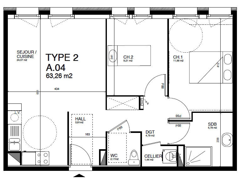 Appartement - 65 m²