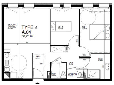 Appartement - 65 m²