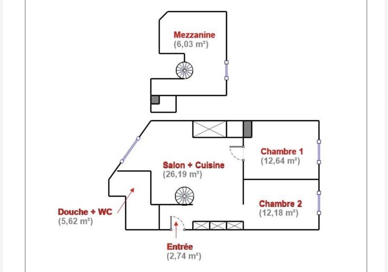 Appartement - 65 m² - 3 pièces