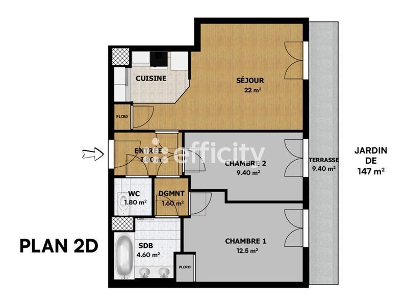 Appartement - 56 m² - 3 pièces