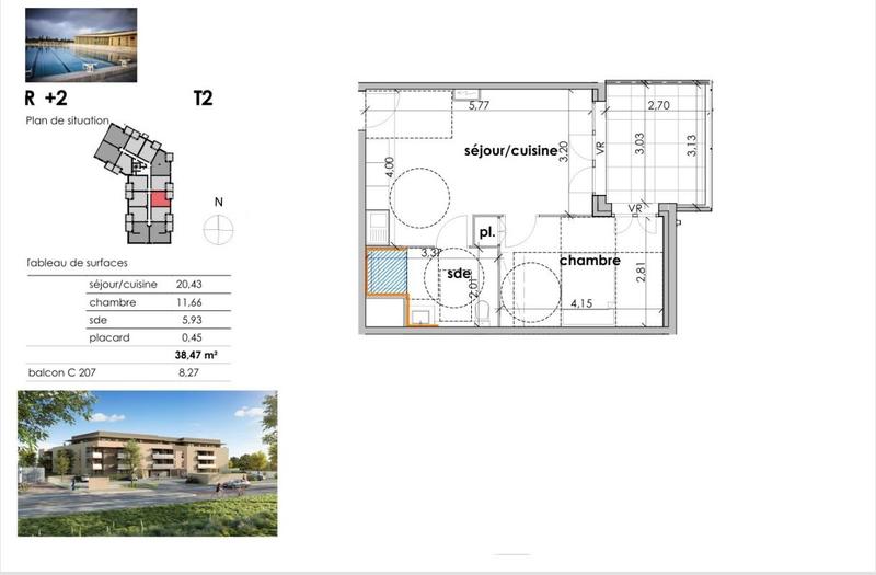 Appartement - 38 m² - 2 pièces