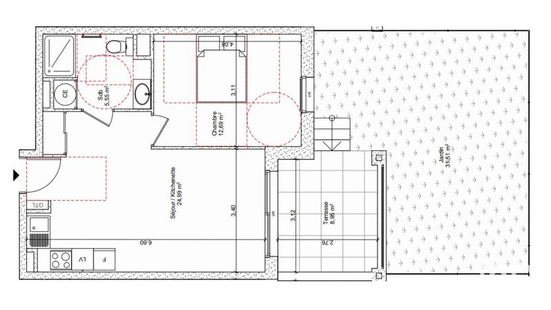 Appartement - 43 m² - 2 pièces