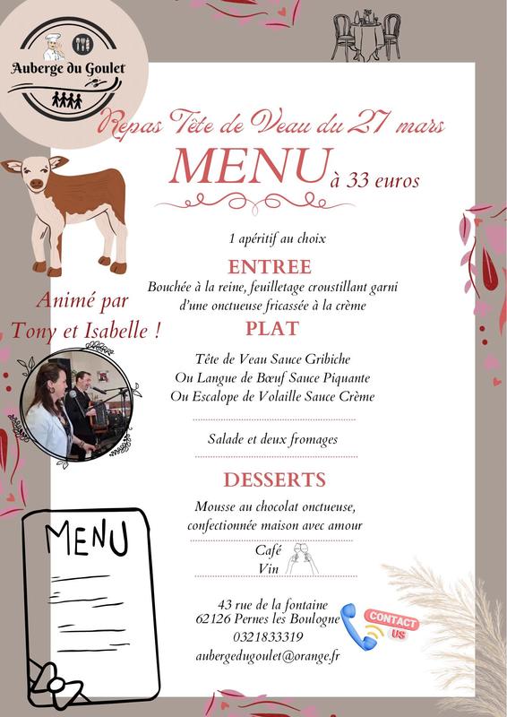 Auberge du Goulet - Repas tête de veau - animé par Tony et Isabelle