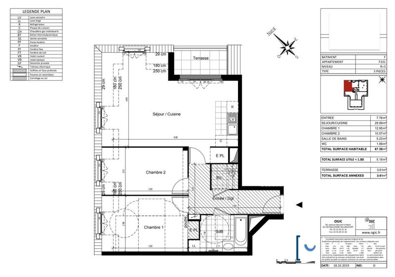 Appartement - 67 m² - 3 pièces