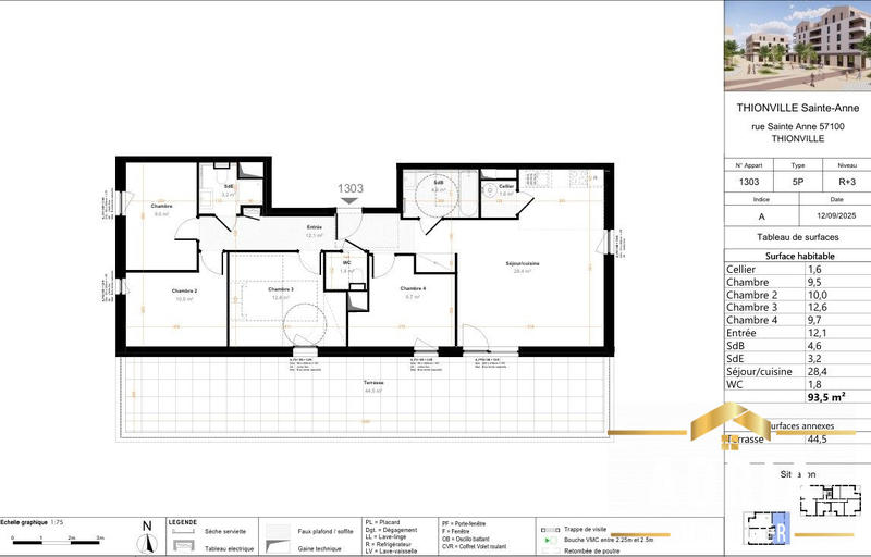 Appartement - 94 m² - 5 pièces