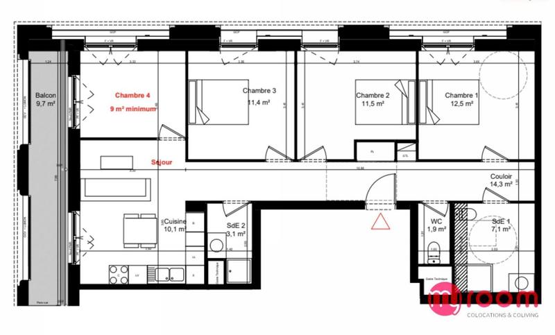 Appartement - 86 m² - 5 pièces