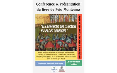 Conférence et prsénetation du livre de Peio Monteano : les navarrais que l'Espagne n'a pas pu conquérir