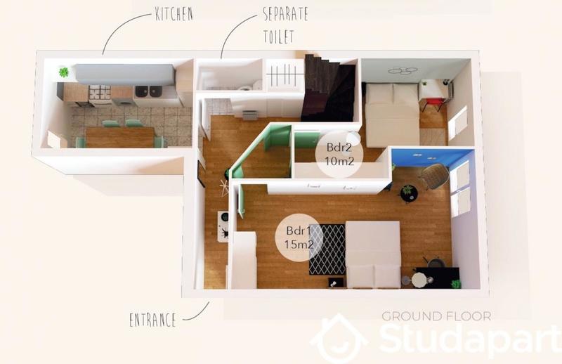 Chambre - 10 m² - 1 pièce