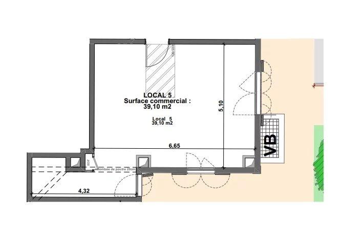 Local commercial - 39 m² - 1 pièce