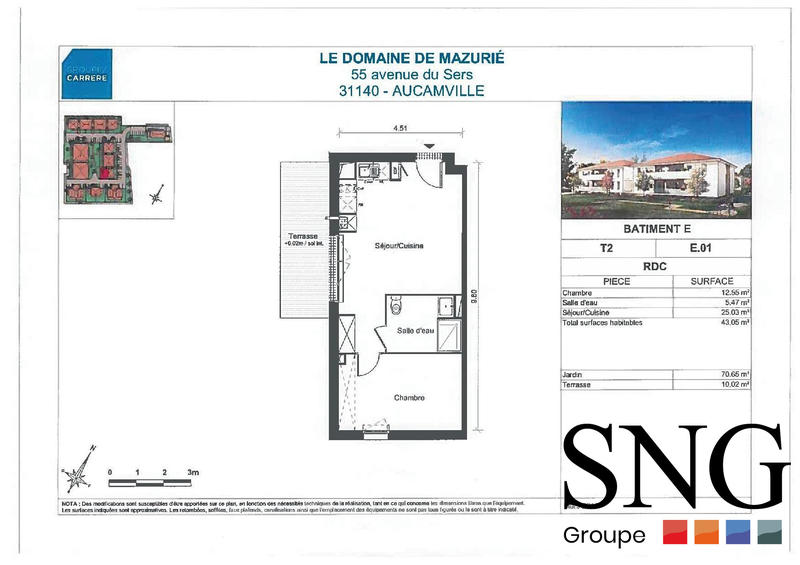 Appartement - 43 m² - 2 pièces