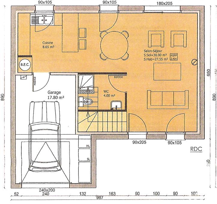 Maison de ville - 87 m² - 4 pièces