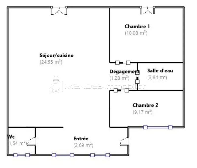 Appartement - 53 m² - 3 pièces
